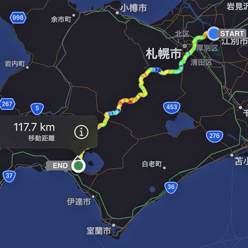 犬旅順路コース：江別～洞爺湖