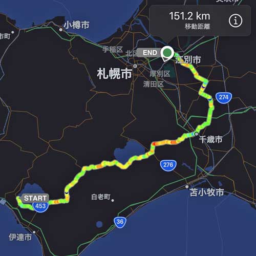 犬旅順路コース：洞爺湖～江別